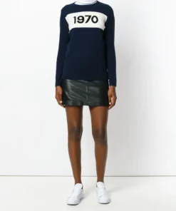 Bella Freud Navy ‘1970’ Signature Cashmere Jumper