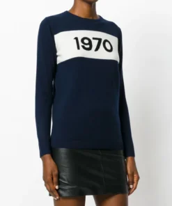Bella Freud Navy ‘1970’ Signature Cashmere Jumper