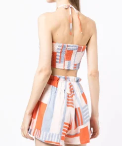 Faithfull The Brand Abstract Printed 'Cyprus' Halterneck Bralette Top