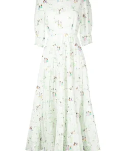 Rixo London 'Agyness' Illustrated Tie Back Midaxi Dress