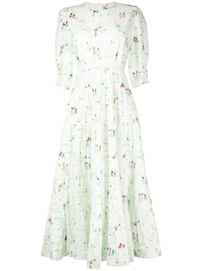 Rixo London 'Agyness' Illustrated Tie Back Midaxi Dress 3 Rixo London 'Agyness' Illustrated Tie Back Midaxi Dress