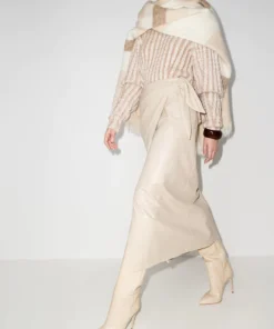 NANUSHKA Cream 'Amas' Vegan Leather Wrap Around Midi Skirt Clothing