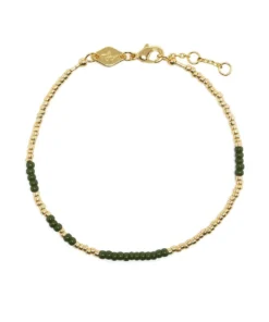 ANNI LU Accessories Army Green 'Asym 22' Beaded Bracelet