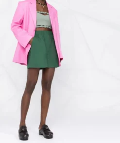 Ganni Green 'Bandeau Strapless Crop Top'