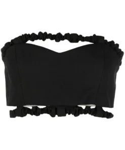 Ganni Black 'Bandeau Strapless Crop Top'