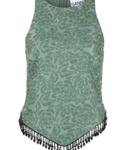 Ganni New In 'Beaded Hem Sleeveless Top'