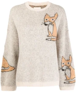 Stella Nova Clothing Beige 'Adelin' Fox Sweater