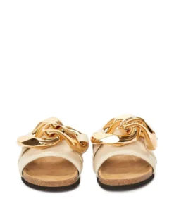 JW Anderson Beige 'Leather Chain Slides'