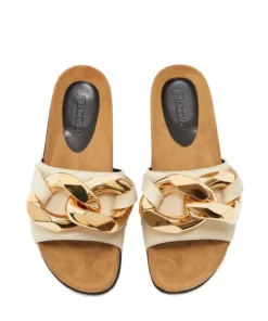 JW Anderson Beige 'Leather Chain Slides'