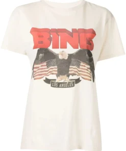 Anine Bing Beige 'Vintage Bing Eagle T-Shirt'