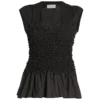 DRIES VAN NOTEN Black 'Cordoba' Smocked Peplum Top