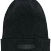 Canada Goose Black 'Thin Ribbed Logo Detail Beanie' Accessories