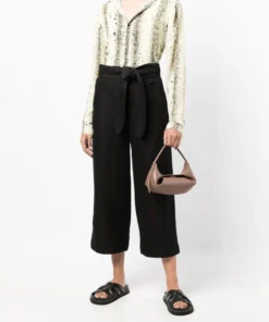 Vince Black 'Tie Front Wide Leg Trousers'