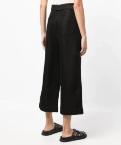 Vince Black 'Tie Front Wide Leg Trousers'