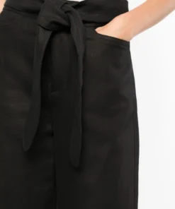 Vince Black 'Tie Front Wide Leg Trousers'
