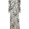Rixo London Black ‘Selma’ Floral Palm Print Midi Dress