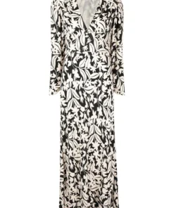 Rixo London Black ‘Selma’ Floral Palm Print Midi Dress
