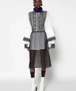 DRIES VAN NOTEN Black ‘Sola’ Sheer Midi Skirt