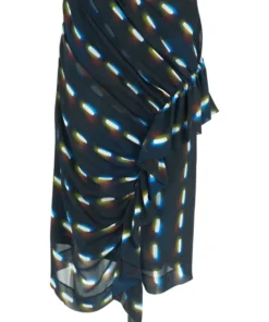 DRIES VAN NOTEN Clothing Black ‘Syvan’ Printed Ruffle Midi Skirt