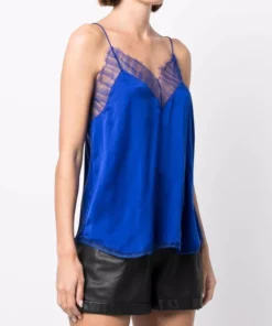 IRO Clothing Blue 'Berwyn' Lace Trim Camisole