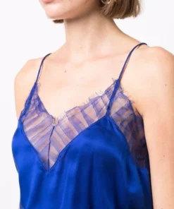 IRO Clothing Blue 'Berwyn' Lace Trim Camisole