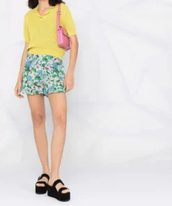 Ganni Blue 'Printed Sheer Shorts'