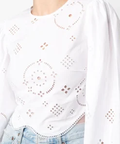 Ganni White 'Broderie Anglaise Blouse'