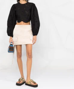 Ganni Black 'Broderie Anglaise Blouse'