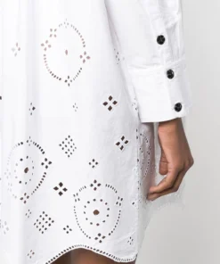 Ganni White 'Broderie Anglaise Mini Shirt Dress'