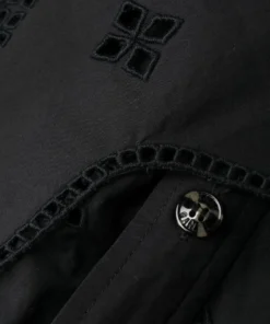 Ganni Black 'Broderie Anglaise Mini Shirt Dress'