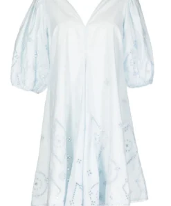 Ganni 'Broderie Anglaise Puff Sleeve Mini Dress'