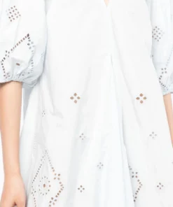 Ganni 'Broderie Anglaise Puff Sleeve Mini Dress'