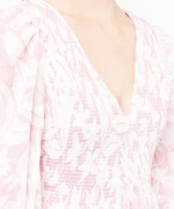 Rixo London 'Brooke' Shirred Floral Palm Maxi Dress