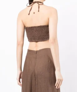 Faithfull The Brand Clothing Brown 'Cyprus' Halterneck Bralette Top