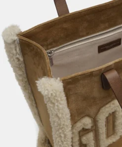 Golden Goose Bags ‘California’ Shearling Logo Tote Bag