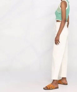 Paige Clothing Ecru 'Carly' Wide Leg Jeans