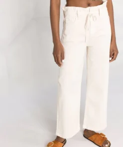 Paige Clothing Ecru 'Carly' Wide Leg Jeans