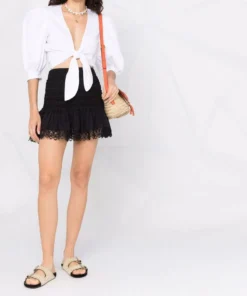 Charo Ruiz Clothing Black 'Fleur' Lace Mini Skirt