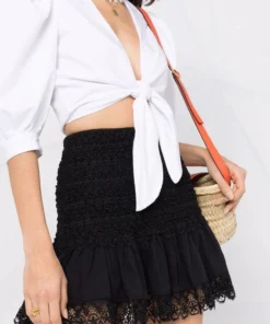 Charo Ruiz Clothing Black 'Fleur' Lace Mini Skirt