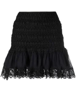 Charo Ruiz Clothing Black 'Fleur' Lace Mini Skirt