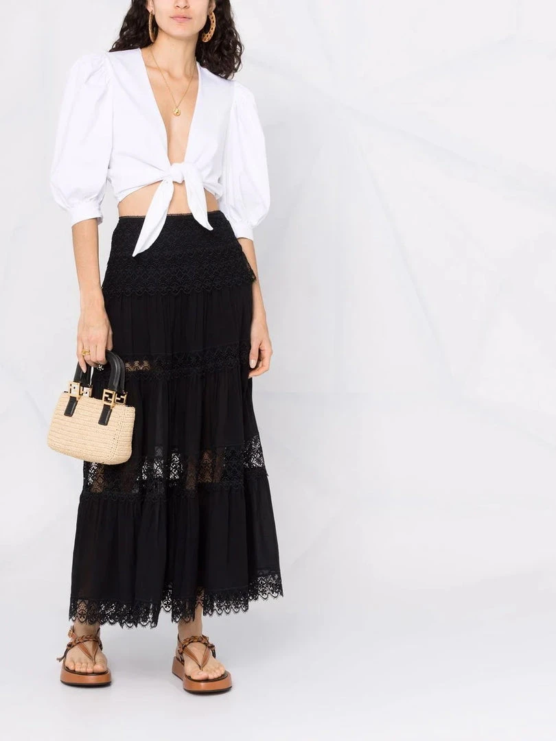 Charo Ruiz Black 'Silke' Long Lace Skirt Clothing 10 Charo Ruiz Black 'Silke' Long Lace Skirt Clothing