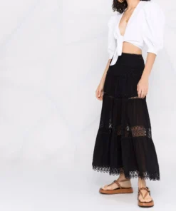 Charo Ruiz Black 'Silke' Long Lace Skirt Clothing 25 Charo Ruiz Black 'Silke' Long Lace Skirt Clothing