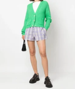 Ganni New In 'Checked Shorts'