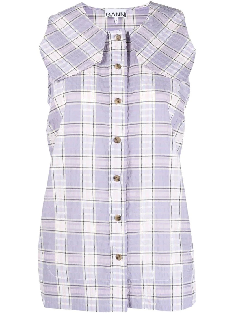 Ganni 'Checked Sleeveless Shirt' 3 Ganni 'Checked Sleeveless Shirt'