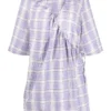 Ganni 'Checked Wrap Tie Mini Dress' New In 2 Ganni 'Checked Wrap Tie Mini Dress' New In