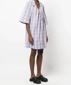 Ganni 'Checked Wrap Tie Mini Dress' New In
