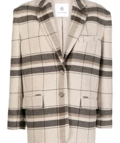 Anine Bing Clothing Checked ‘Quinn’ Wool Blazer