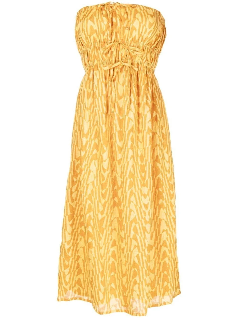 Faithfull The Brand Yellow Printed 'Contessa' Midi Dress Clothing 3 Faithfull The Brand Yellow Printed 'Contessa' Midi Dress Clothing