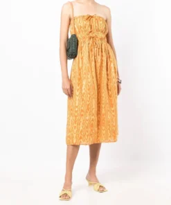 Faithfull The Brand Yellow Printed 'Contessa' Midi Dress Clothing