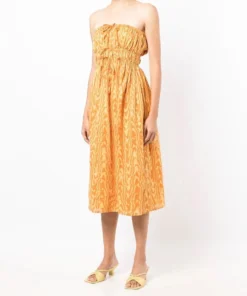 Faithfull The Brand Yellow Printed 'Contessa' Midi Dress Clothing 9 Faithfull The Brand Yellow Printed 'Contessa' Midi Dress Clothing